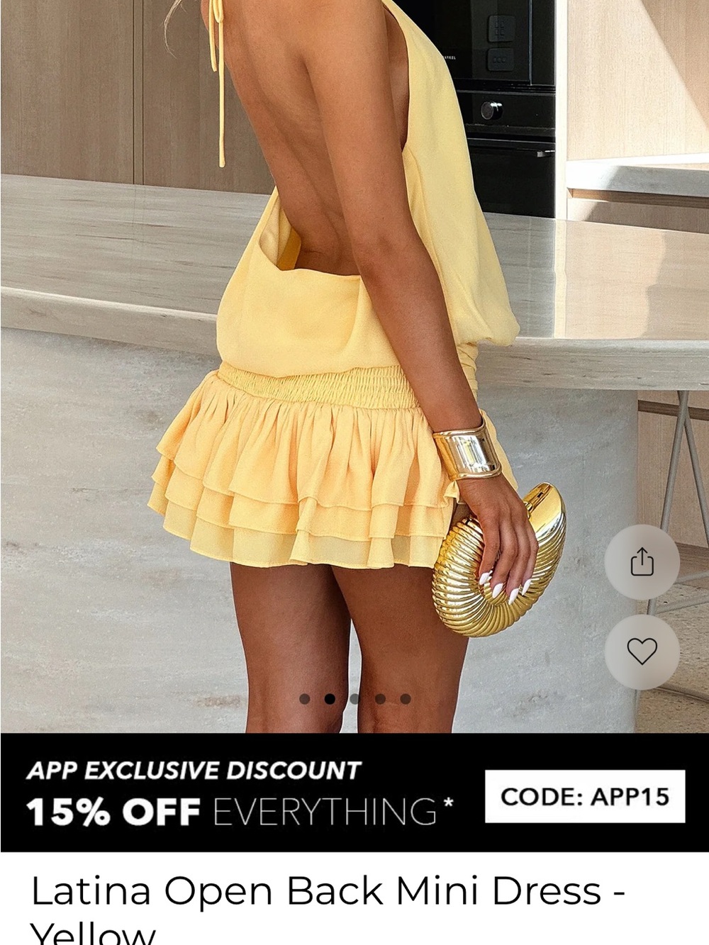 Backless Cream Ruffle Dress - Brand: